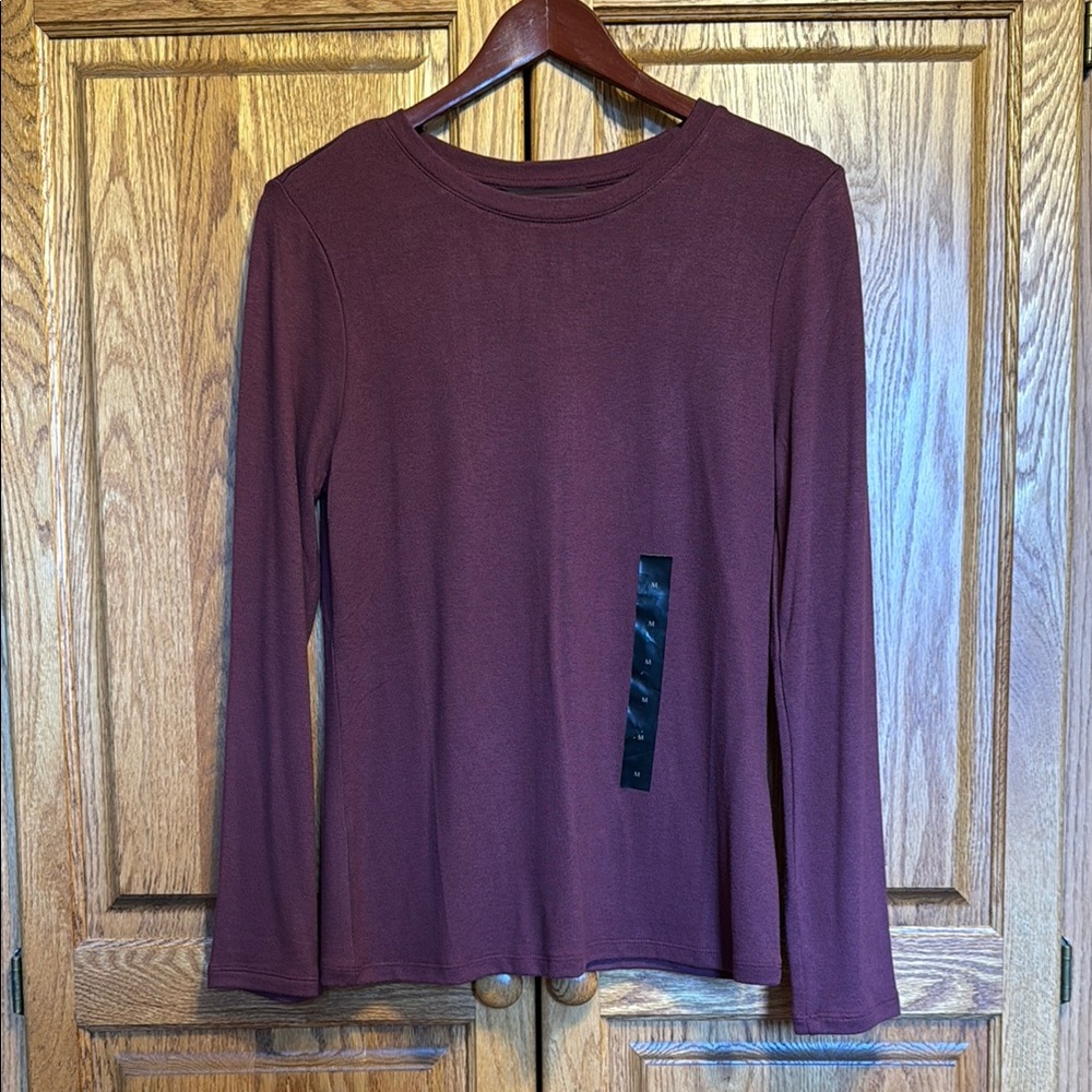Banana Republic Women's Dark Cherry Soft Luxe Long Sleeve Top